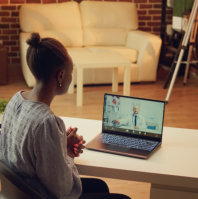 Two person talking through a video call
