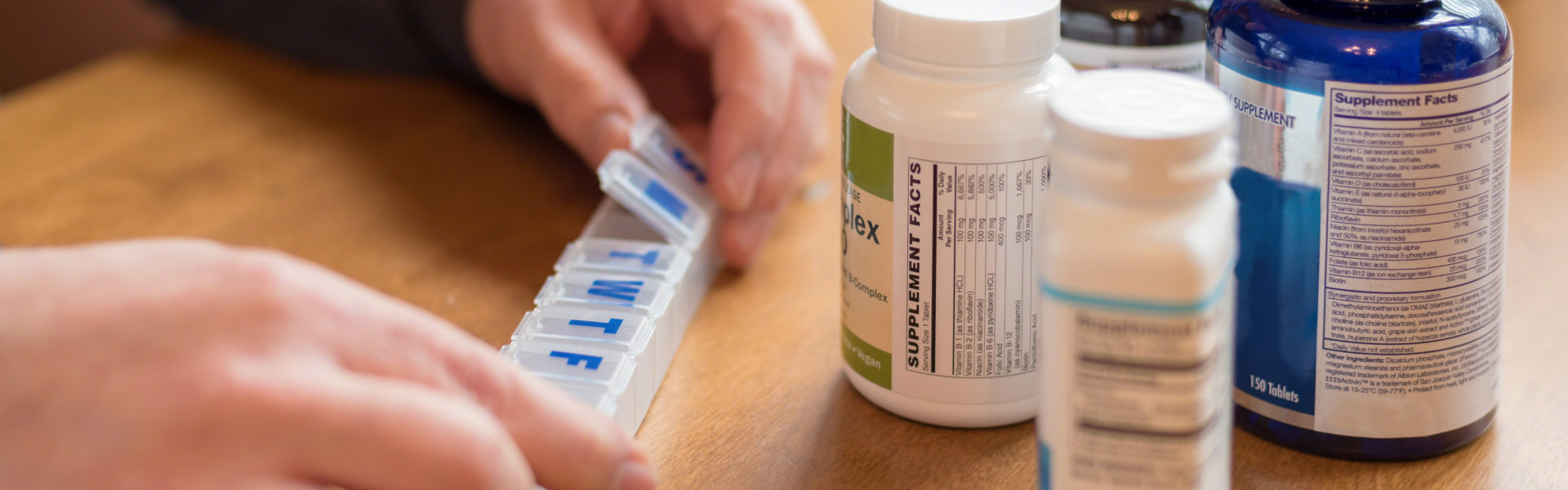 a person arranging his medications